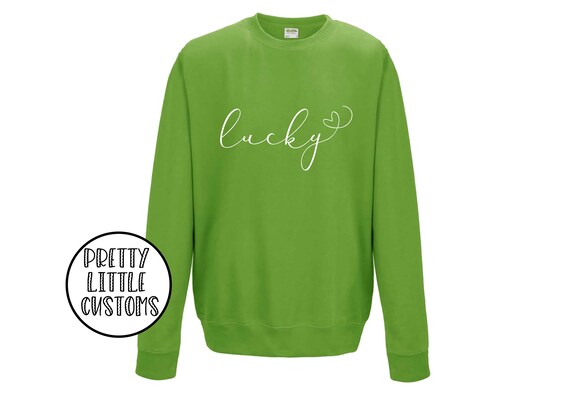 Lucky Print Lime Green Sweater St Patrick s Day Etsy