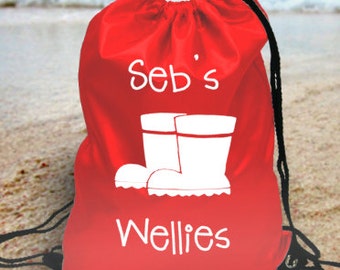 Personalised kids gym bag school bag pe bag - your name's wellies