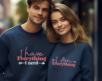 I am / have everything I need valentine's couples sweater set - navy x2