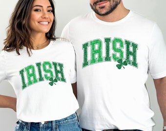 Irish - distressed style slogan top with lucky 4 leaf clover design -  print t-shirt top tee shirt  gift funny joke novelty St Patrick's Day