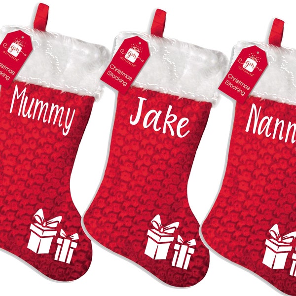 Personalised familly christmas snowflake xmas stocking set your name or tex kids adults pets cat dog paw print