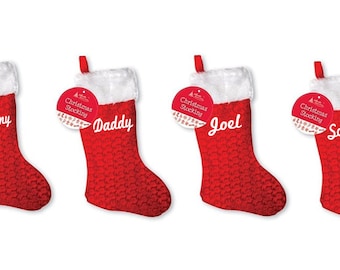 Personalised familly christmas xmas stocking set your name or tex kids adults pets cat dog paw print