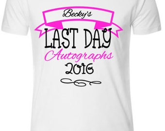 Customised school leavers t-shirt, your name's last day autographs cute design 
