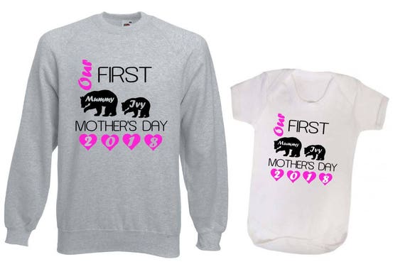 Nuestro primer Día de la Madre Osa de mamá osito bebé sudadera