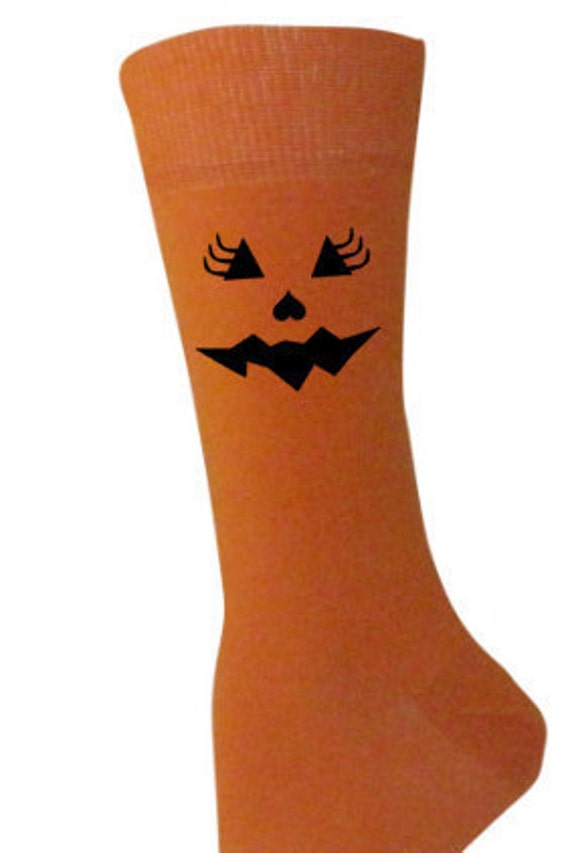 Ladies HALLOWEEN calze arancioni tgirly carino zucca viso disegno