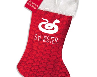 Personalised family pet xmas stocking set your name snake print santa xmas treats