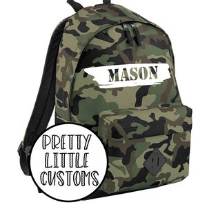 Personnalisez votre nom brush stroke design camo kids sac à dos, cartable, retour à l’école