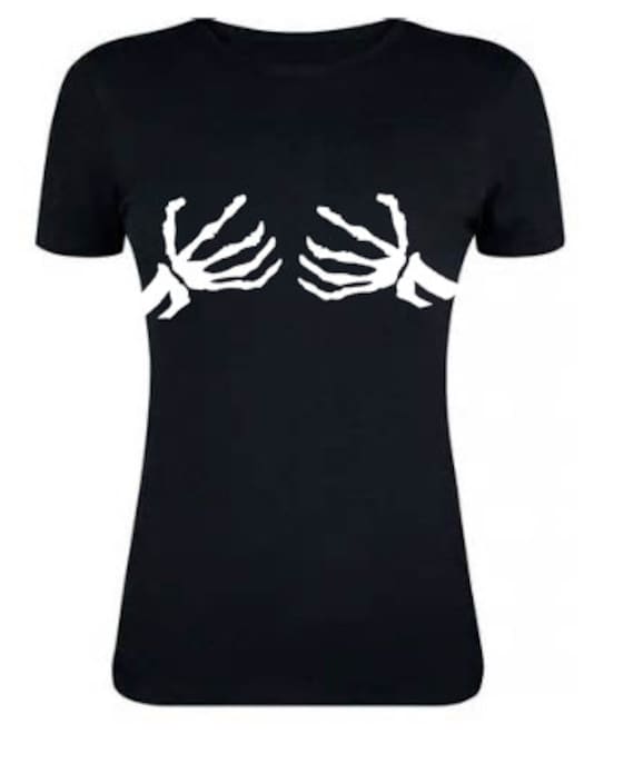 Esqueleto manos tetas diseno estampado damas hombres camiseta blanca S XL divertido broma halloween disfraz Etsy Espana