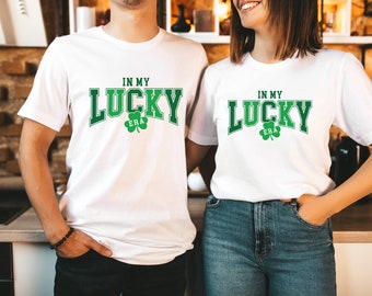 In my lucky era - slogan top with lucky 4 leaf clover design -  print t-shirt top tee shirt  gift funny joke novelty St Patrick's Day