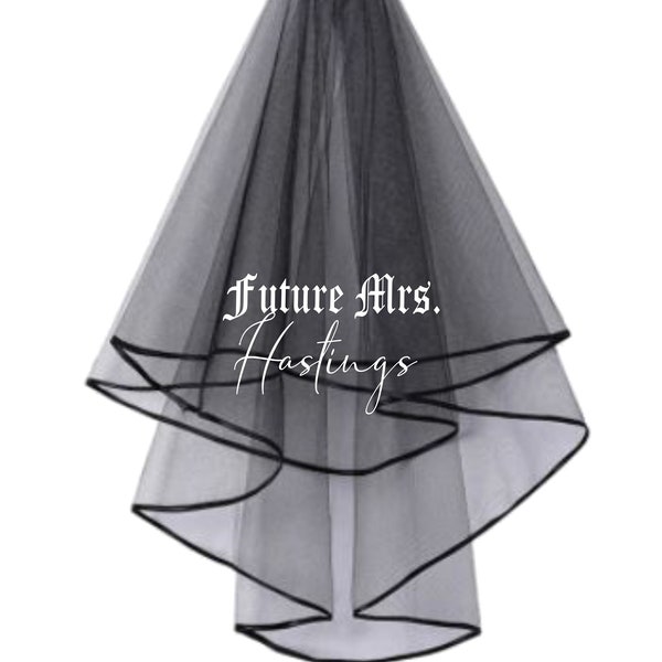 Personalized Future Mrs (Your Name) hen party VOILE NOIR - imprimé alternatif goth mariage rock gothique