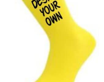 Personalised mens your name/text print yellow socks, wedding, birthday, valentine's day, funny, joke, husband, boyfriend