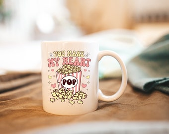 You make my heart pop - cute popcorn design Valentine's Day mug gift present