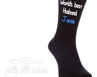 World's best husband (your name) print mens socks - wedding/married/anniversary gift/present