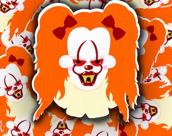Penny the Clown Vinyl Sticker | Creepy Cute Halloween Sticker