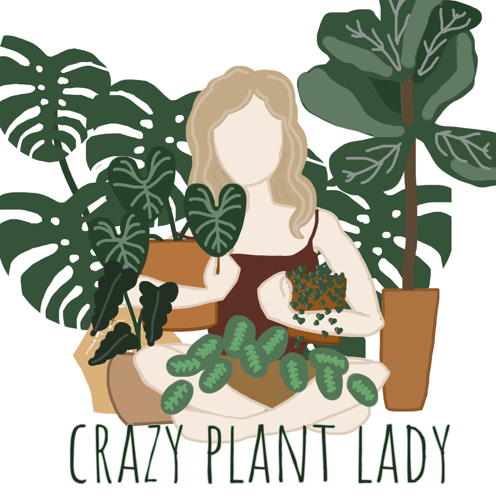 Cartoon Crazy Plant Lady Illustration Plants With Pets - Etsy Cartoon Crazy Plant Lady Illustration Plants With Pets - Etsy