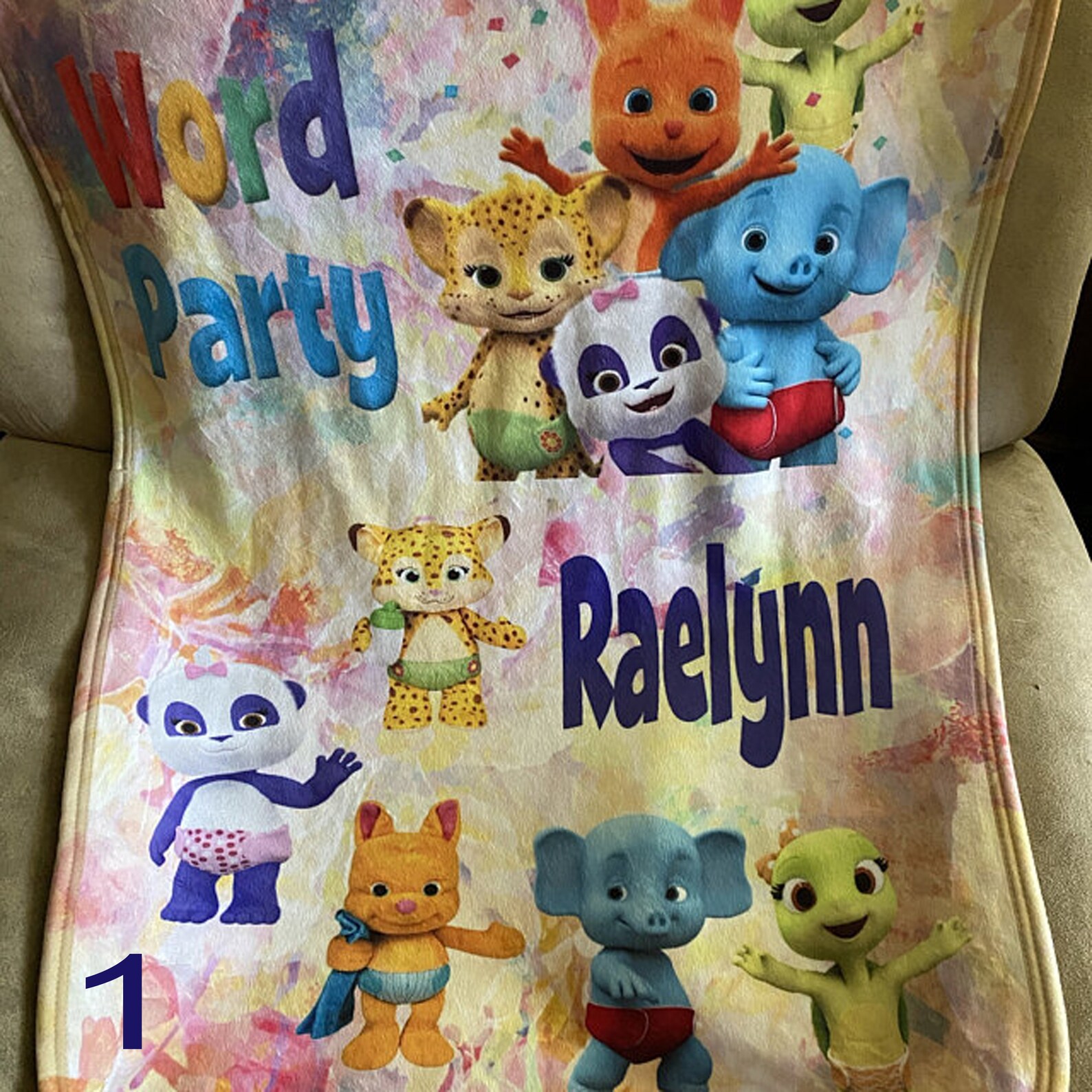 Word party blanket adorned with Bailey Franny Lulu Kip Etsy