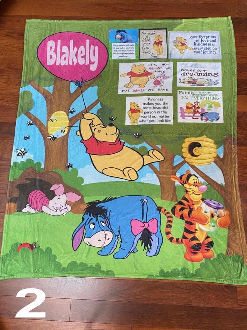 Personalized Winnie the Pooh blankets. Great for baby room. Etsy