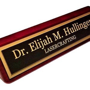 Executive Rosewood Piano Finish or Solid Walnut Office Name Plate - Personalized