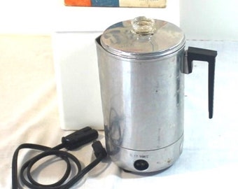 Cafetera eléctrica de aluminio Traval, cafetera de viaje de aluminio, cafetera eléctrica de aluminio de 6 tazas, cafetera de aluminio con caja original