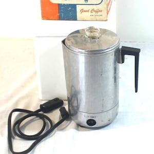 Traval Electric Aluminum Coffee Pot,Aluminum Travel Coffee Pot,6 Cup Aluminum Electric Coffee Pot,Aluminum Coffee Pot with Original Box