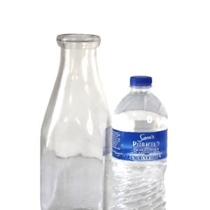 Quart Clear Milk Bottle,Quart Clear Milk Jug,Quart Clear Glass Milk Bottle,1950&#39;s Farmhouse Kitchen,Country Decor,Square Milk Bottle,Bottle
