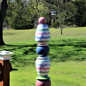 Colorful Yard Totem,Pastel Tower Totem,Glass Yard Totem,Glass Yard Art,Glass Art,Deck Glass Art,Glass Totem,Yard Art,Yard Decor,Porch Decor