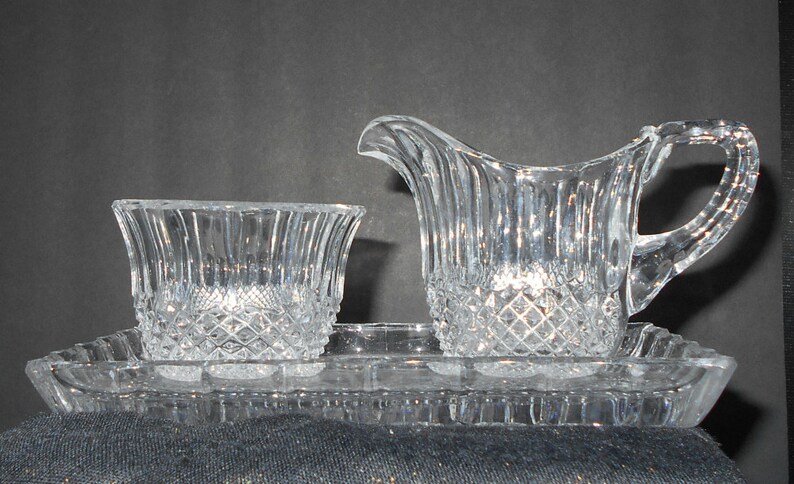 Cut Lead Crystal Sugar and Creamer Set, Cut Lead Crystal,Lead Crystal Sugar and Creamer Set,German Cut Lead Crystal,Fancy Sugar Creamer Set image 4