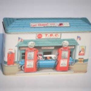 Coke 3D Filling Station Tin,Coca-Cola Tin,1990s Coke Tin,Bristol Ware Coca Cola Tin,Coke Tin,Coca-Cola Collector’s Tin,Coke Collectible Tin