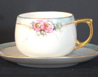 6 Cups 8 Saucers,Czechoslovakia China,Hand Painted China,Tea Cups,Coffee Cups,Czechoslovakia Cup Saucer,MZ Altrohlau CMR Czechoslovakia
