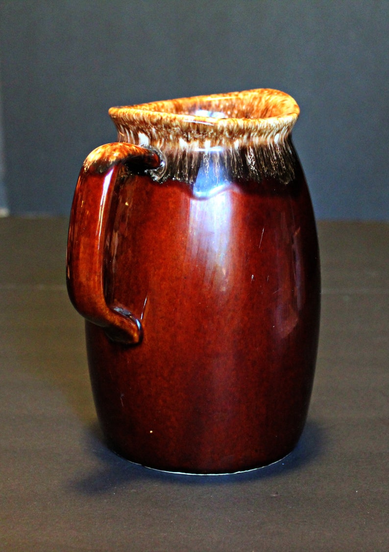 Hull Cream Pitcherhull Pottery Brown Drip32 Oz Hull Pitcher Etsy