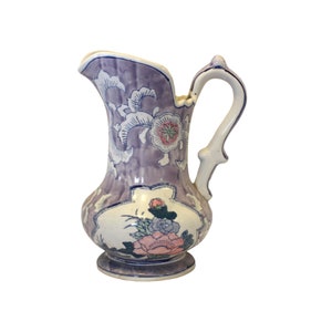 Chinese Handle Pitcher,Porcelain Water Jug,Pitcher Planter,Asian Jug with Handle,Oriental Pitcher,Chinese Floral Pitcher,Chinese Floral Vase
