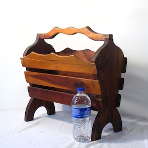 Vintage Cedar Wood Magazine Rack,Old Wooden Floor Magazine Stand,Paper Book Storage Floor Rack,Wood Magazine Rack,Magazine Holder,Magazine