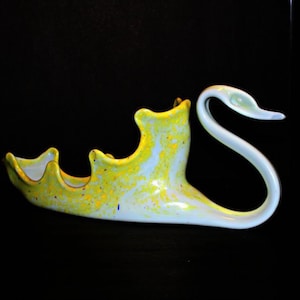 Hand Blown Glass Swan,Glass Swan Planter,Murano Glass Swan,Art Glass Swan Dish,Swung Glass Swan Dish,Murano Swan Planter,Murano Swan Planter