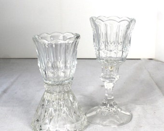 Pair Clear Glass Votive Cups,Candle Holder Votive,Clear Glass Votive Candle Cups,Pair Clear Home Interior Pegged Votive Cups,Candleholders