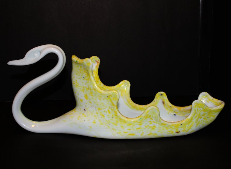 Hand Blown Glass Swan,Glass Swan Planter,Murano Glass Swan,Art Glass Swan Dish,Swung Glass Swan Dish,Murano Swan Planter,Murano Swan Planter