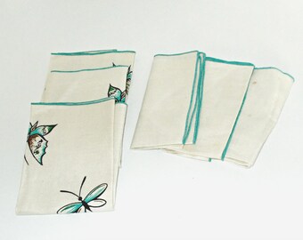 Vintage Butterfly Placemats, Linen Napkins, Vintage Linens, Luncheon Napkins, Vintage Napkins, Butterflies Napkins, Butterfly Decor, Linens