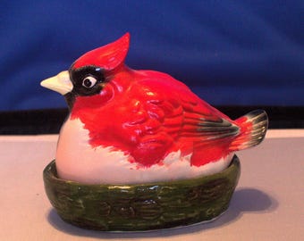 Rare Red Cardinal Salt and Pepper Egg Shakers,Red Cardinal Figurine,Cardinal Lover,Red Bird Salt Pepper,Red Bird Lover,St Louis Cardinal