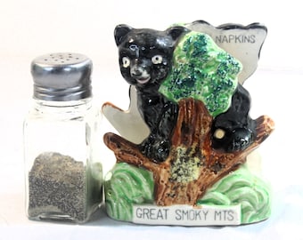 Smoky Mountain Napkin Holder,GREAT SMOKY MOUNTAINS Ceramic Black Bear Napkin Holder,Ceramic Napkin Holder,Smoky Mountain Souvenir