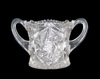 Cambridge Glass Co,Saw Tooth Rim Sugar Bowl,Made 1909,Cambridge Glass,American Brilliant Pinwheel,Cut Crystal Sugar Bowl,Lead Crystal Bowl
