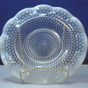Moonstone Opalescent Serving Plate,Vintage 1942-1946,Anchor Hocking Moonstone,Opalescent and Clear Hobnail,Art Glass,Large Serving Platter