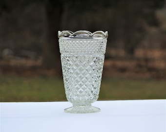 Wexford Vase,Wexford Glass Vase,Wexford Glassware,Anchor Hocking Wexford Vase,Anchor Hocking Clear Vase,Wexford Flower Vase,Wexford Pattern