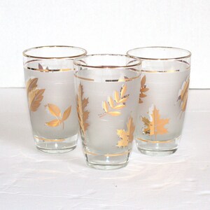 Set of 3 Gold Leaf Libbey Drinking Glasses 8 ozs Each,Libbey 8 Ozs Drinking Glass,Gold Leaf Libbey Glass,Libbey Drinking Glass,Gold Foliage