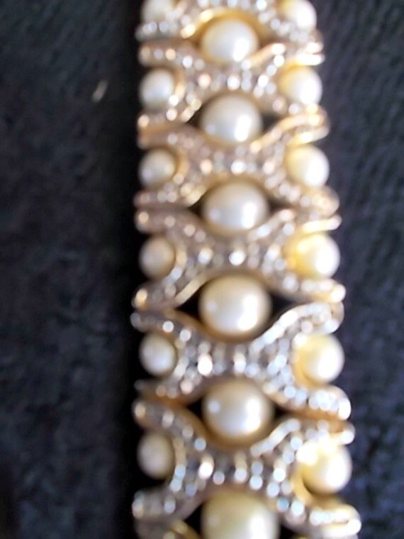 Vintage Pearl Gold Silver Bracelet, Pearl Silver … - image 3