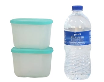 Set of 2 Tupperware 1 1/4 Cups Containers With Turquoise Lids,Tupperware 2087A Storage Container With Lid,Small Freezer Tupperware Container