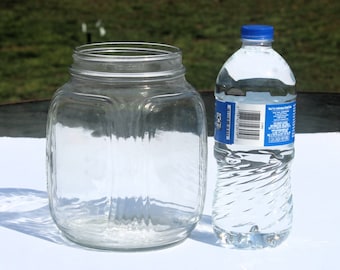 Owen Illinois Square Ribbed Glass Jar,Owen Illinois Glass Jar,Square Ribbed Glass Jar,Square Coffee Jar,Glass Storage Jar,Coffee Glass Jar