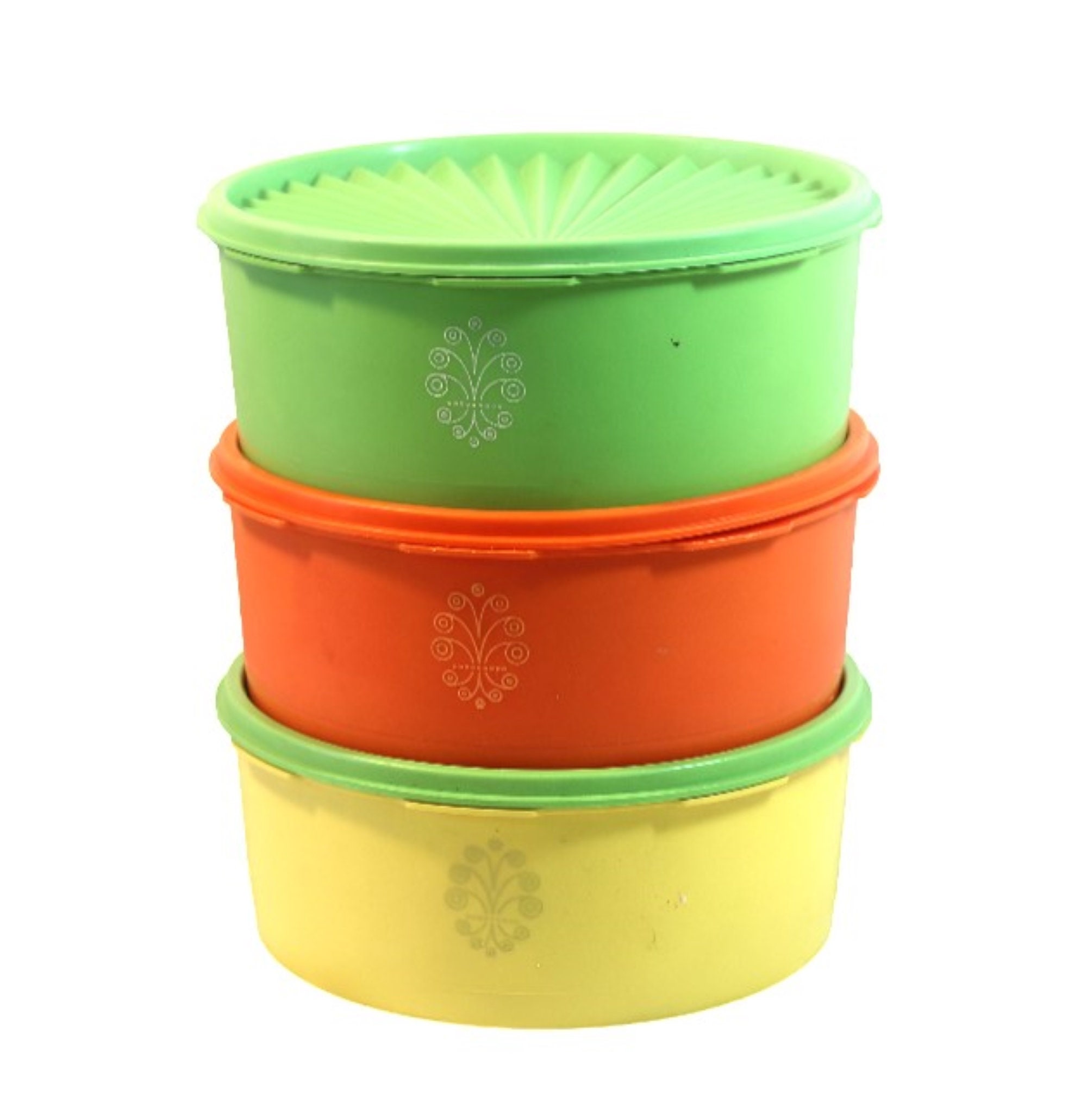 Set of 3 Tupperware Storage Containers With Lids,tupperware Sunburst ...