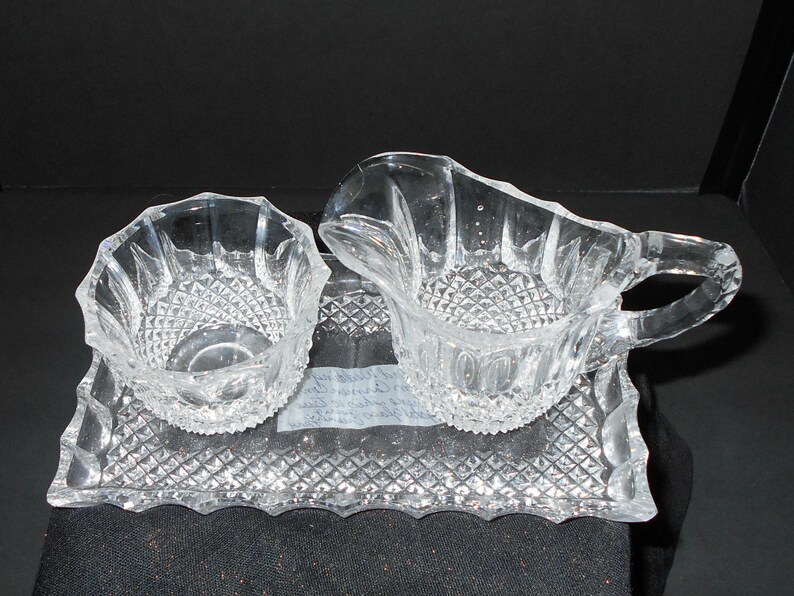 Cut Lead Crystal Sugar and Creamer Set, Cut Lead Crystal,Lead Crystal Sugar and Creamer Set,German Cut Lead Crystal,Fancy Sugar Creamer Set image 2