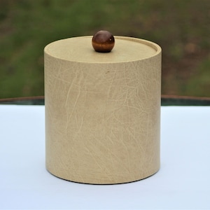 Faux Leather Tan Ice Bucket Lid,Faux Leather Ice Bucket,Ice Bucket,Mid Century Bar Ware, Insulated Champagne Ice Bucket,Champagne Ice Bucket