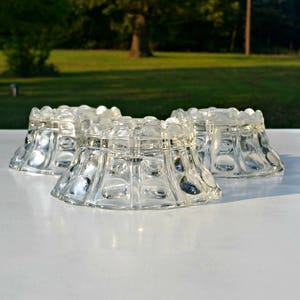 Set of 3 Candleholder,Oyster and Pearl Glass,Oyster and Pearl Candle Holder,Reversible Candle Holder,Depression Candle Holder,Anchor Hocking