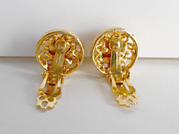 Round Gold Pearl Clip Earrings,Gold Pearl Clip Ea… - image 4